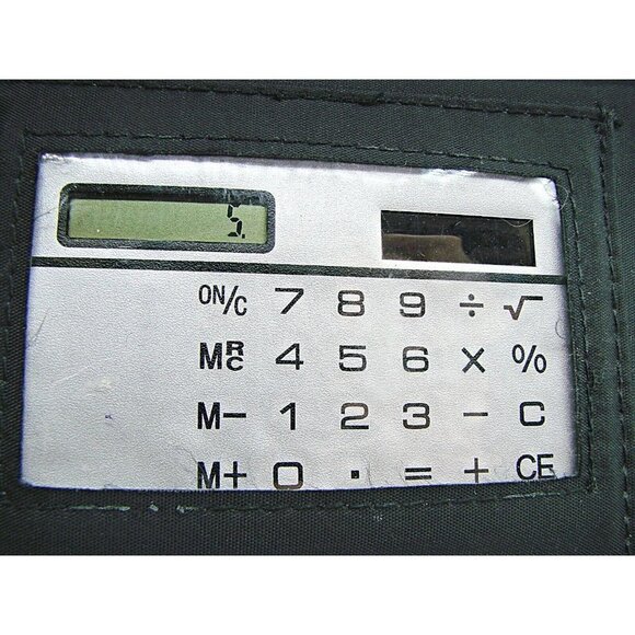 Vintage Double Full Zip Wallet Black Snap Closure Calculator Tons Card ID Slot - Picture 4 of 12